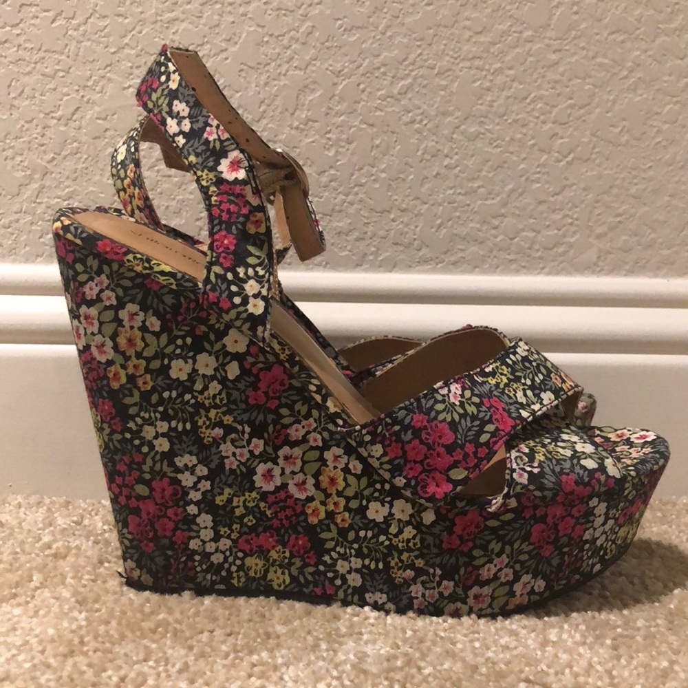 Wedged Floral Heels